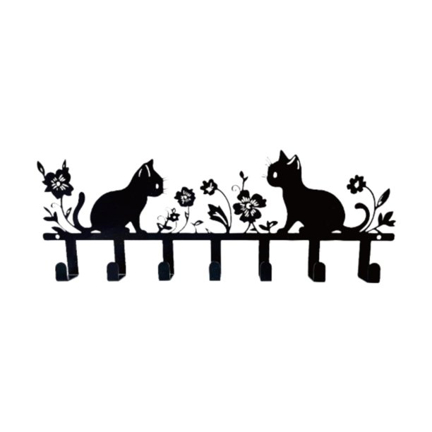 Soporte para llaves de montaje en pared, gancho organizador, resistente, fácil instalación, estante de almacenamiento para sombreros, llavero de Metal Gato