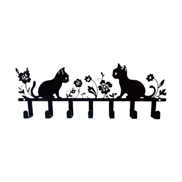 Soporte para llaves de montaje en pared, gancho organizador, resistente, fácil instalación, estante de almacenamiento para sombreros, llavero de Metal Gato