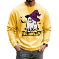 thumbnail image 4 of Hearthz S-5XL Ghost Pumpkin Spider Web Graphic Men Sweatshirt Waffle Knit Long Sleeve Shirts for Men Cotton Halloween Fall Mens Lightweight Pullover, 4 of 5