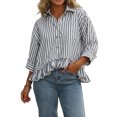 thumbnail image 7 of Yopmin Womens Striped Shirt Striped Dressy Ruffled Blouses Vertical T-Shirt Summer Tops for Vacation Party, 7 of 7