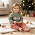 thumbnail image 5 of Gerichy Toddler Baby Boy Christmas Outfit Santa Embroidery Long Sleeve Round Neck Sweatshirt Plaid Pants Set Clothes 12 18 24 Months 2T 3T 4T, 5 of 7