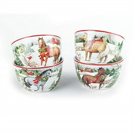Christmas Dinnerware - Certified International 22802SET4 Christmas on The Farm 5.5