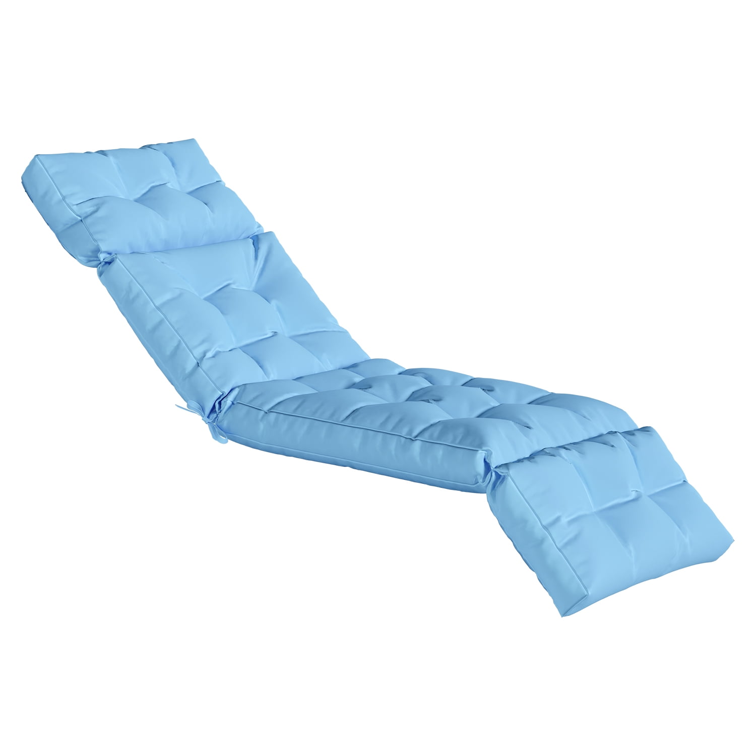 BaPiPro All-Weather Outdoor Chaise Lounge Cushion, Secure-Tie Patio Recliner Cushion with Plush PP Cotton Support for Patio, Poolside & Balcony, Sky Blue