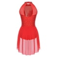 thumbnail image 4 of Raenseen Robe de Danse Lyrique pour Femme Justaucorps Sans Manches avec Jupe Costume de Patinage Artistique sur Glace Rouge G, 4 of 6