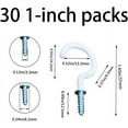 thumbnail image 2 of 30 Pieces 1 Inch White Screw-in Hook Cup Hooks Vinyl Coated Screw Hooks Durable Eye Hooks for Hanging Plants Christmas Lights Suitable for Indoor and Outdoor Use, 2 of 5