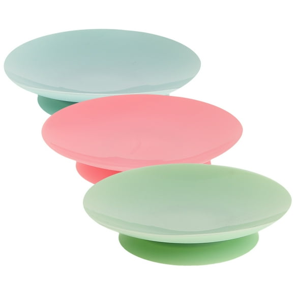 MOVTOTOP 3pcs Baby Kids Food Plates in Colored Silicone with Suction Cup Design for Anti Skid Table Use