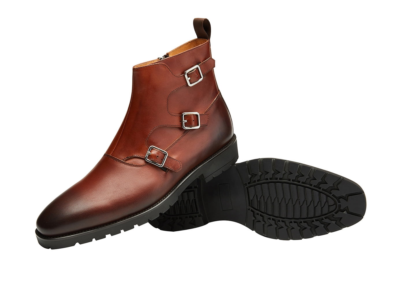 Santimon Men\'s US 8, 10 Brown Ankle Genuine Leather Zipper Pointed Toe Boots  Pl Amazon.com | Santimon Mens Chelsea Ankle Boots with Zipper  main image 3
