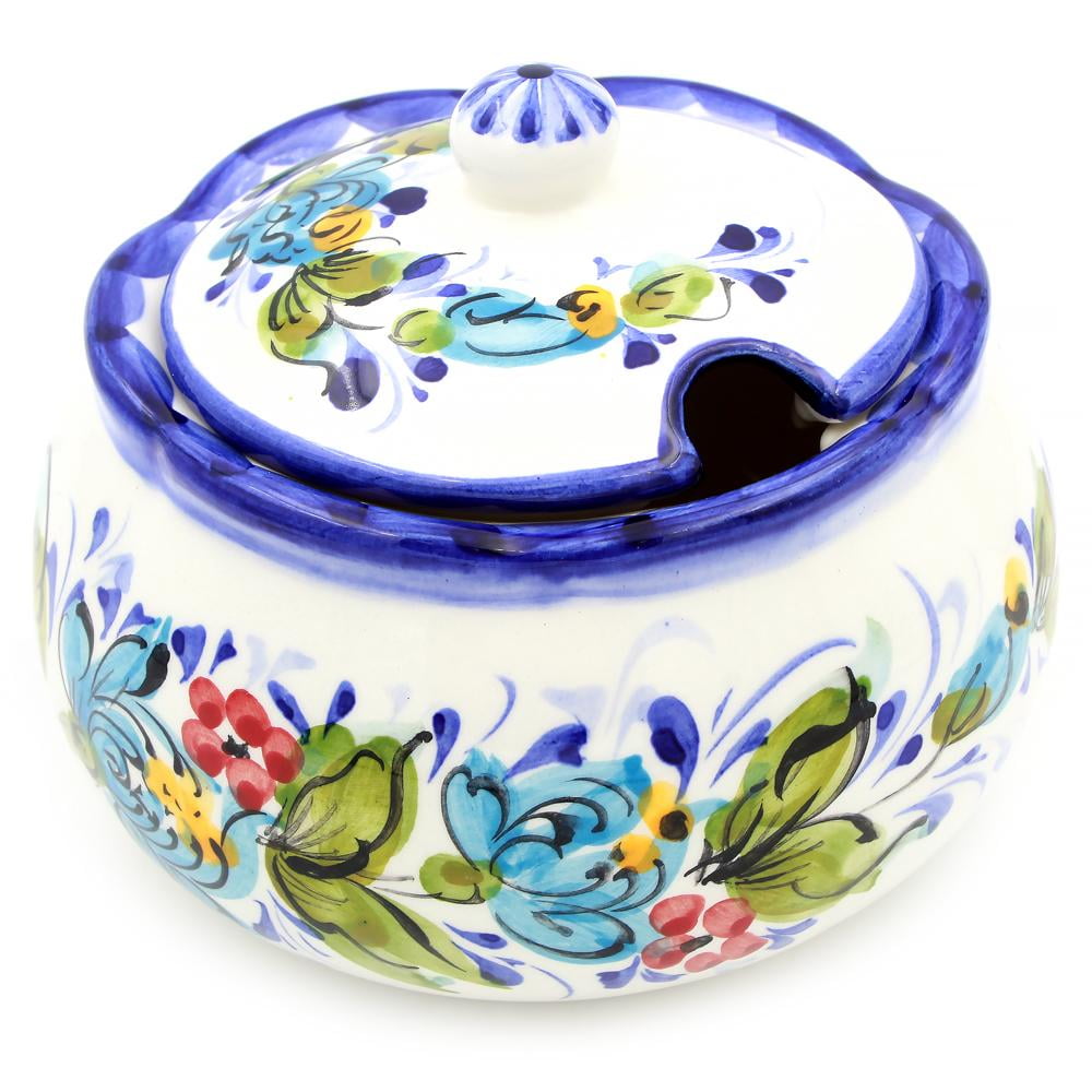 Hand-painted Decorative Traditional Portuguese Ceramic Sugar Bowl #176