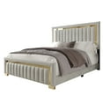 thumbnail image 4 of Home Design Olathe Twin Upholstered Panel Bed Frame with Channel-Tufted Headboard and Gold Acrylic Strip Accents, Light Gray, Easy Assembly, 4 of 12