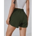 thumbnail image 5 of Blooming Jelly Womens High Waisted Running Shorts Athletic Workout Shorts Quick Dry Pants with Zipper Pocket Medium Army Green, 5 of 6