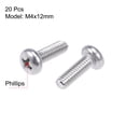 thumbnail image 2 of Unique Bargains M4x12mm Machine Screws Pan Phillips Cross Head Screw Fasteners Bolts 20Pcs, 2 of 3