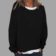 thumbnail image 2 of Women's Loose Fit Long Sleeve Blouse Tops Shirts Round Neck Solid Color Casual Daily Wear Business Office Vacation Fashion Essential for Women | Sopatenor,Black XL, 2 of 9