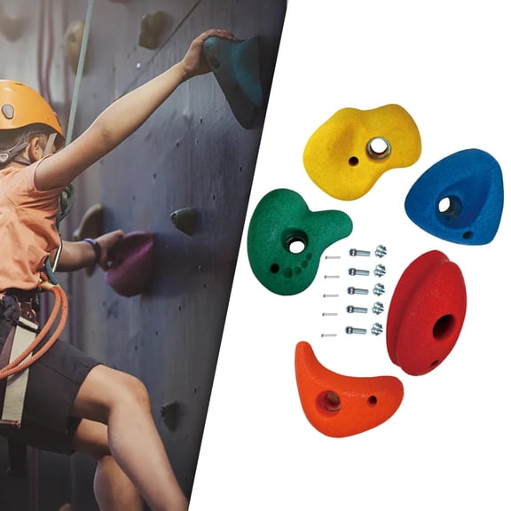5x Climbing Rocks Kits with Mounting Hardware Rock Wall Holds Climbing Holds for Wall Outdoor Indoor Gym Jungle Small