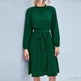 thumbnail image 2 of Fesfesfes Women Dress Casual Sexy Solid Color Long Sleeve Solid Color Crew Neck Dress Tops on, 2 of 8