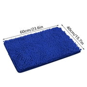 Royal Blue Chenille Bathroom Carpet, Absorbent Bathroom Mat, Soft Comfortable Furry Durable Thickened, Machine Washable Reusable, Living Room Bathroom Floor Mat, 40×60cm,forLiving Room Bathroom
