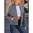 thumbnail image 5 of Women Zip Up Long Sleeve Casual Solid Color Loose Sweatshirts Jackets Outwear with Pockets, 5 of 6