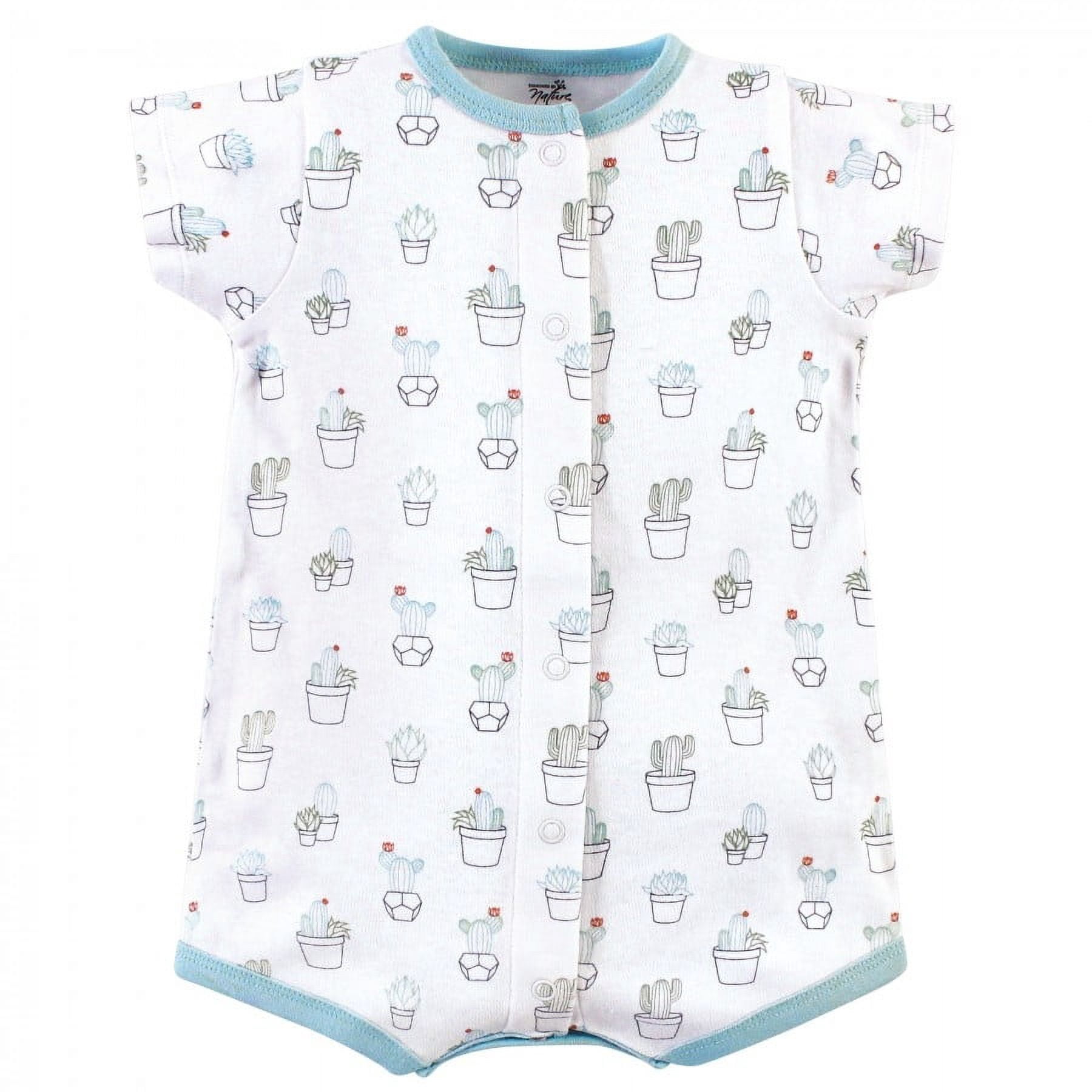 Touched by Nature Baby Boy Organic Cotton Rompers 3pk, Cactus, 9-12 Months