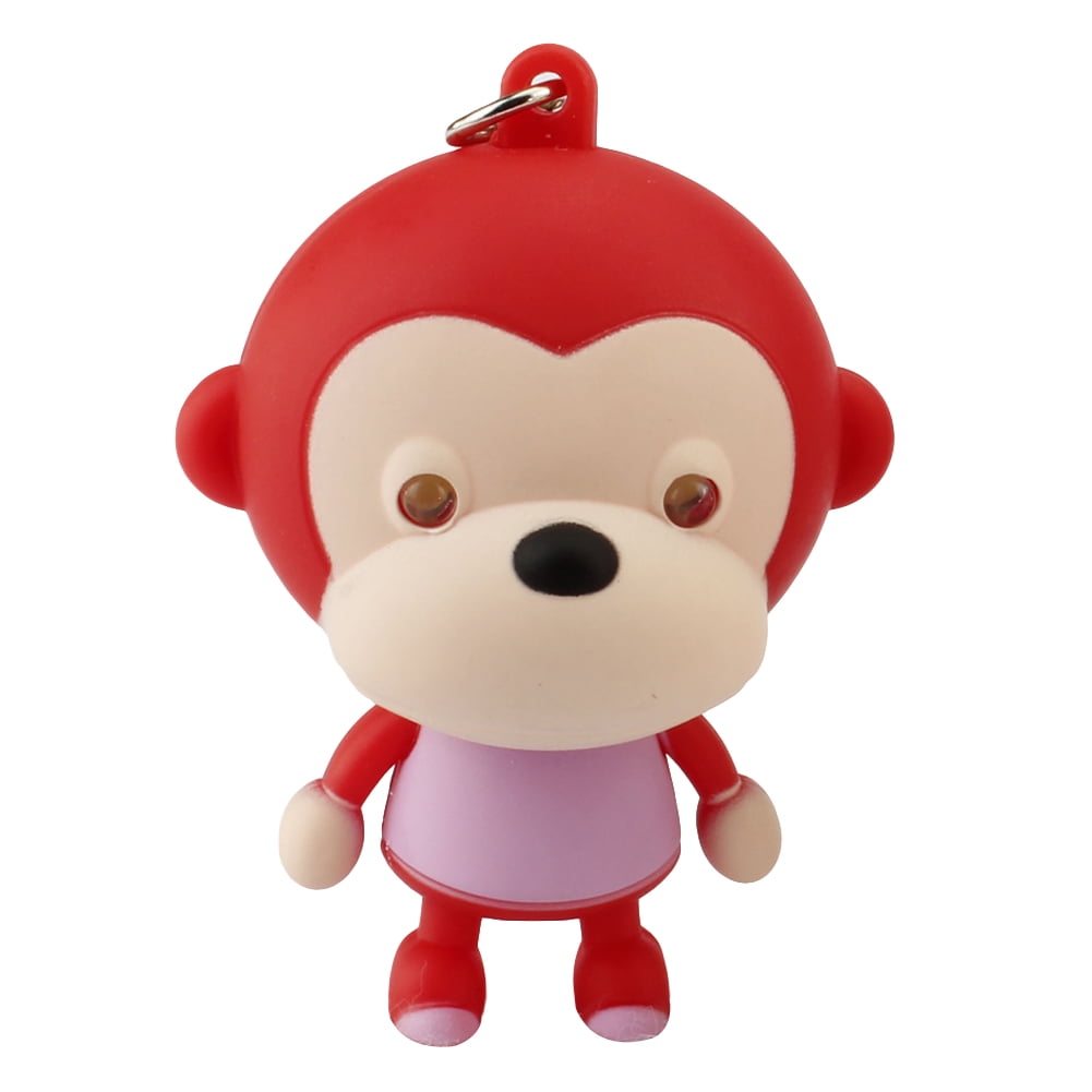 Cartoon Monkey Animal LED Lighting With Sound Keyring Keychain Pendant Gift 
