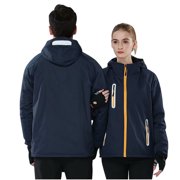 Xfvqtps Men and Women Snowboard Jacket Ski Coat Hooded Plush Lined Adjustable Drawstring Zippered Pockets Warm Waterproof Windproof Mountain Coat Navy