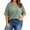 Green, variant on Short Sleeve Women's Plus Size Solid Color V-neck Casual Loose T-shirt Tops