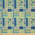 thumbnail image 2 of Ambesonne Ethnic Fabric by the Yard Microfiber, Tribal Triangles Lines Plot, 3 Yards, Persian Blue Blush and Yellow, 2 of 2