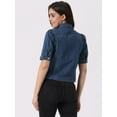 thumbnail image 3 of DARING DIVA Women's Short Puff Sleeves Button-Down Denim Jacket XS Blue, 3 of 6