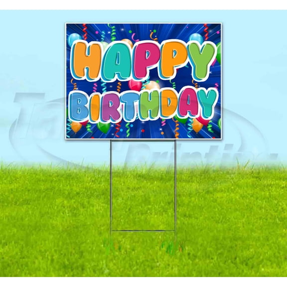 Happy Birthday Balloons (18" x 24") Yard Sign, Includes Metal Step Stake