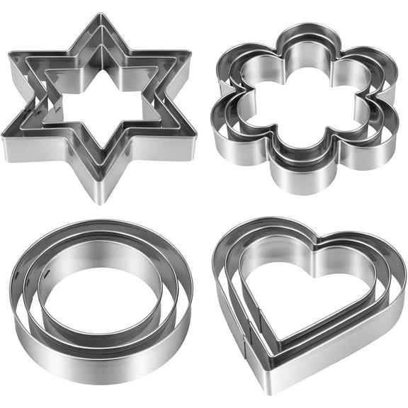Soikfihs 12PC Cutter Cutting of Biscuits in Stainless Steel Forms Biscuits Flower