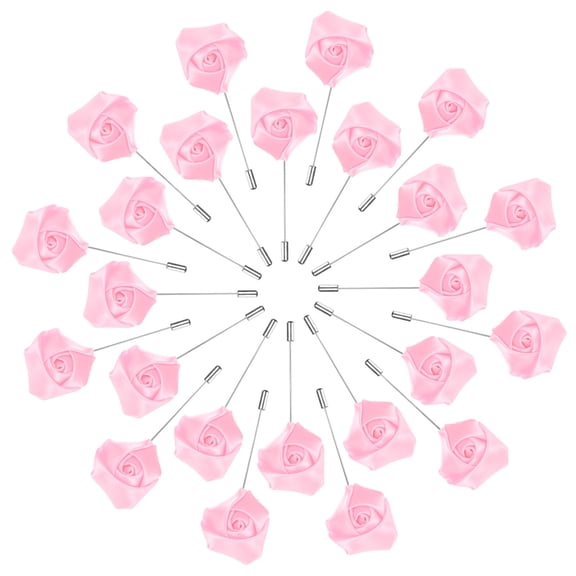 Uxcell 24-Pack Flower Lapel Pins for Men, Rose Boutonnieres Pin Groom Boutonnieres for Wedding/Dance/Party [Pink]