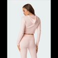 thumbnail image 4 of Conjunto de Dos Piezas de Punto para Mujer: Suéter de Larga con Cremallera, Sudadera Corta con Capucha y Pantalón Acampanado. Rosa M, 4 of 8