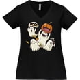thumbnail image 3 of Inktastic Halloween Ghosts Women's Plus Size V-Neck T-Shirt, 3 of 5