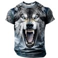 thumbnail image 3 of Men's 3D Wolf Graphic T-Shirts Cool Animal Print Short Sleeve Crewneck Casual Summer Outdoor Active Novelty Tops Lightweight Breathable Everyday Tees, 3 of 5