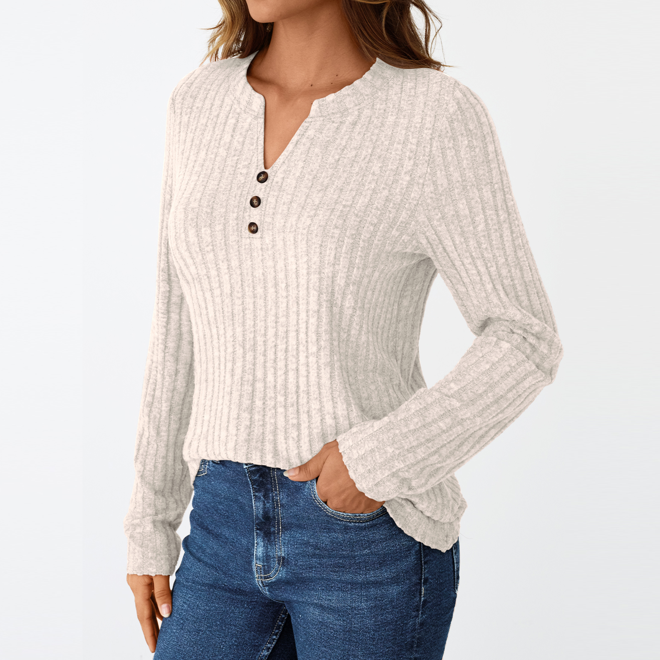 SUNBS Women's Long Sleeve V-Neck Tunic Top, Yellow photo 2