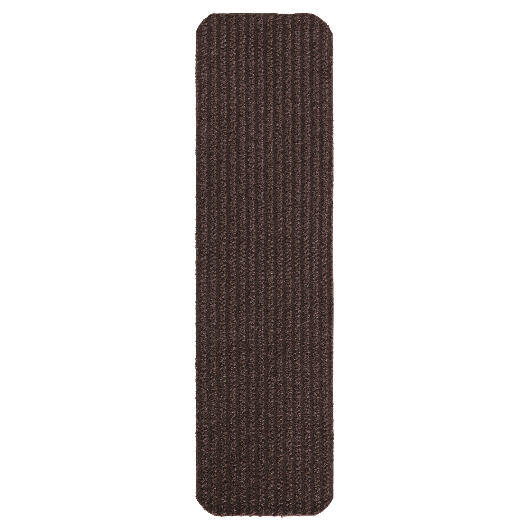Ottomanson Scrabe Rib Waterproof Non-Slip Rubberback Solid 8" x 30" Indoor/Outdoor Stair Treads, 7 Pack, Brown