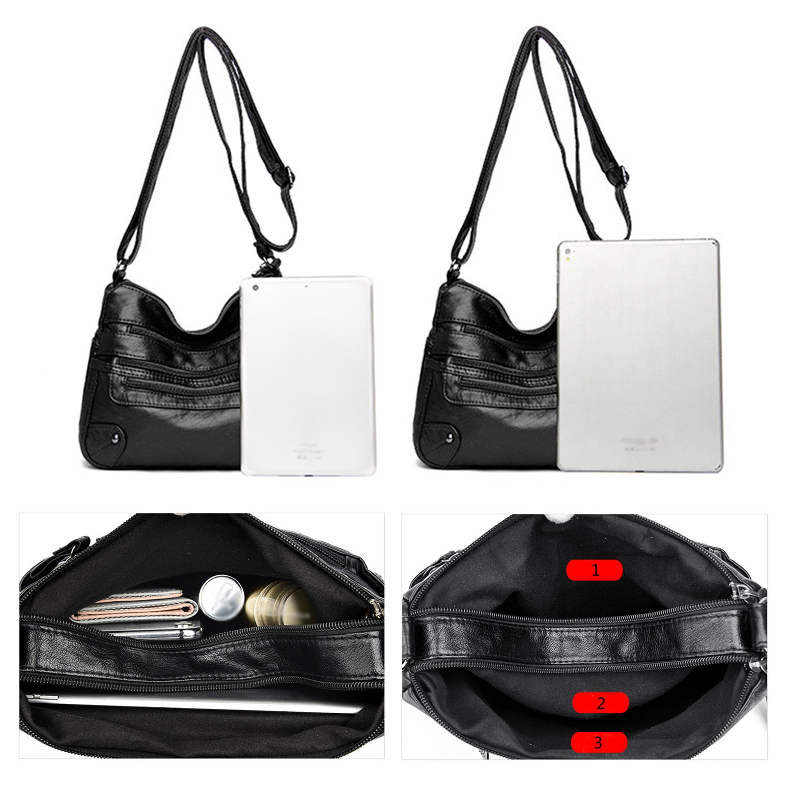 Crossbody Bag for Women Soft Leather Multi Pocket crossbody handbags Large Shoulder Hobo Purses