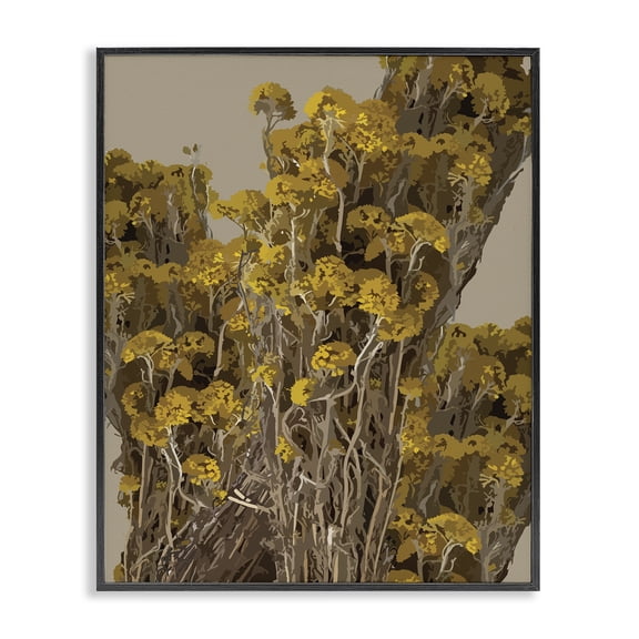 Stupell Industries Eclectic Bushels of Yellow Flowers Darkened Tuscan Florals Black Framed Giclee Art, 11 x 14, by Hannah Heemsbergen
