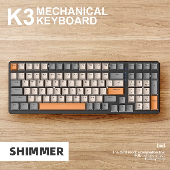 YiBai Gaming Keyboard, Computer Desktop Gaming Keyboard 100 Key Mechanical Keyboard Type-C Wired RGB LED Backlit Red Gaming Mech Keyboard #.24, Gray