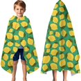 thumbnail image 3 of Yellow Lemon Fruit Dots Green Pattern Hooded Bath Towel，60"x35" for Ages 3 To 12 Kids, Quick Dry Lightweight Soft Microfiber Hood Beach Towel Cover Up for Kids, 3 of 7