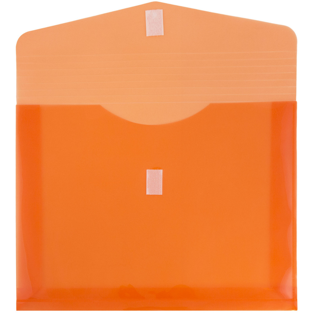 JAM Paper Plastic Expansion Envelopes, Hook & Loop, Letter Booklet, 9 3/4 x 13, 2 in Expansion, Orange, 3/Pack