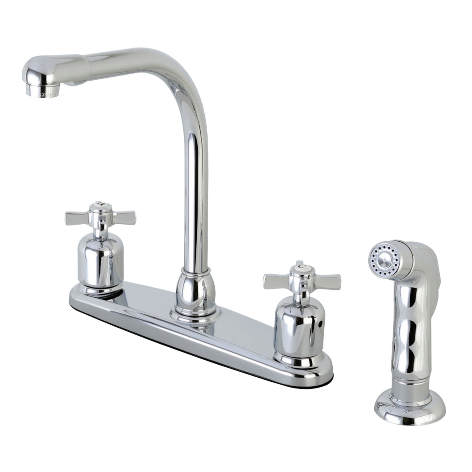 Kingston Brass Millennium Fb751zxsp 8 Centerset High Arch Spout Kitchen Faucet With Polished Chrome Abs Sprayer