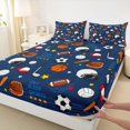 thumbnail image 3 of Homewish Kids Teens Football Basketball Soccer Print 4pcs Bed Sheets,Eat Sleep Sports King Sheets,Ball Gamer Super Cozy Sheet Set,Microfiber Bedroom Decor, 3 of 7