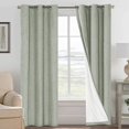 thumbnail image 1 of Cortinas opacas de lino de 84 pulgadas de largo, 100 % absolutamente opacas, con aislamiento térmico, con textura de lino, cortinas con ojales antioxidantes, ahorro de energía con forro blanco, 2 paneles, salvia natural42 pulgadas de ancho x 84 pulgadas de largo, 1 of 5