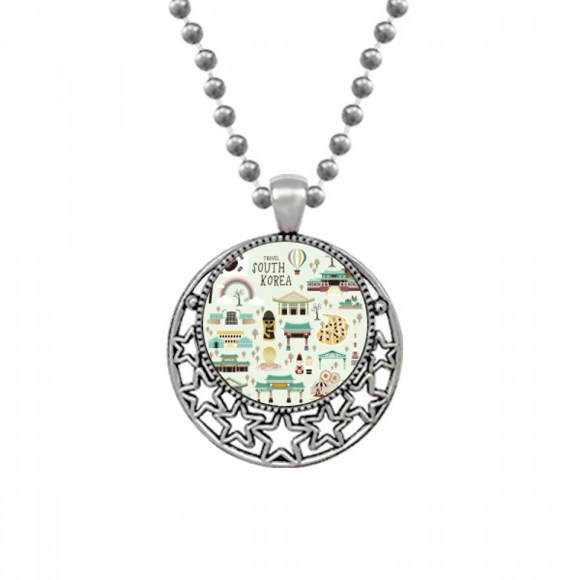 Corée Plus Célèbres Monuments Colliers Pendentif Rétro Étoiles de Lune Bijoux