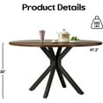 thumbnail image 2 of Soohow 47.2" Round Dining Kitchen Table for 4-6 People, Wood Tabletop with Metal Pedestal Base, 2 of 9