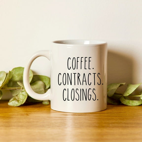 Realtor Mug, Realtor Gift, Real Estate Agent Mug, Realtor Closing Gift, Realtor Thank You, Broker Gift, Coffee Contracts And Closings, Ceramic Mug 11Oz