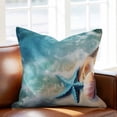 thumbnail image 2 of Ocean Waves Throw Pillow Cover Beach Shells Starfish Cotton Linen Cushion Cover Throw Pillow Case with Invisible Zipper for Couch Sofa Bed Chair Car 26x26 Inch, 2 of 11