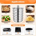 thumbnail image 4 of TFCFL 5 Tiers 26cm Stainless Steel Steamer Meat Vegetable Cooking Steam Pot Kitchen Tool with Glass Lid, 4 of 18