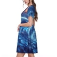 thumbnail image 4 of Ratiio Beautiful Ocean Dolphin Print Women's Short Sleeve Dress - Casual A-Line Dress with Side Pockets, Elastic Waist, Comfortable and Breathable Summer Dress, 4 of 8