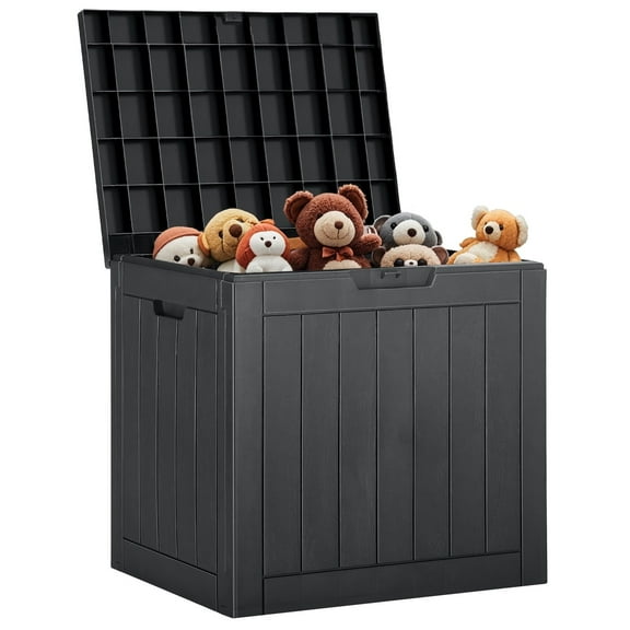 31 Gallon Resin Deck Box, Waterproof UV Resistant Outdoor Storage Box for Garden, Indoor