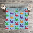 thumbnail image 3 of Ambesonne Cartoon Quilted Bedspread Set 3 Pcs, Crabs on Blue Backdrop, Queen Size, Multicolor, 3 of 3